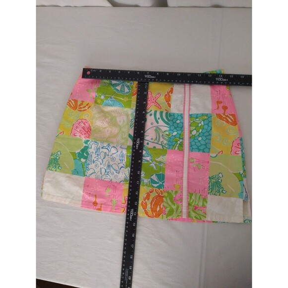 Vintage 1990s Lilly Pulitzer Skort Size 4 tropical Pink green blue Patchwork sea - Picture 5 of 12